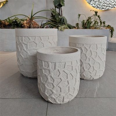 Blue and Yellow Round Fiber Clay Planter with Frost Resistance