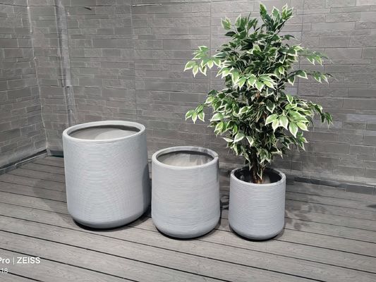 Durable Blue Fiber Clay Round Flower Planter with Drainage
