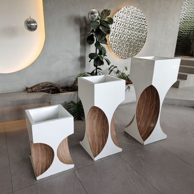 Tall Rectangular Large Resin Fiberglass Flower Pots For Shopping Mall