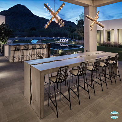 Contemporary Weather Resistant Outdoor Fiber Cement Concrete Dining Tbale Set With Sturdy Legs