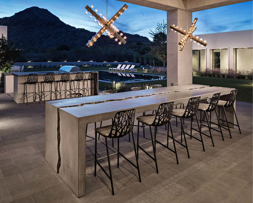 Grey Concrete Rectangle Patio Table Set Outdoor GRC Concrete Table Bench