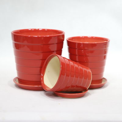 Round Lightweight Ceramic Planters With Drainage Hole