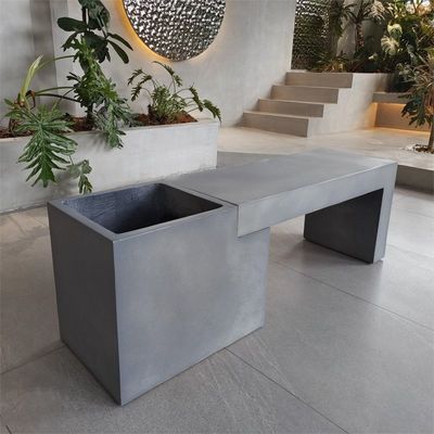 Rectangular GRC Concrete Patio Table Garden Furniture Outdoor Concrete Benches