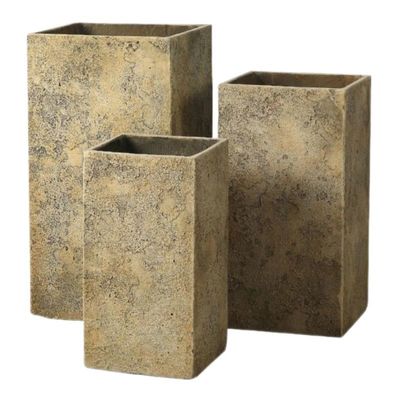 Hand Carved Weather Resistant Cement Planter Pots For Indoor And Outdoor Decor