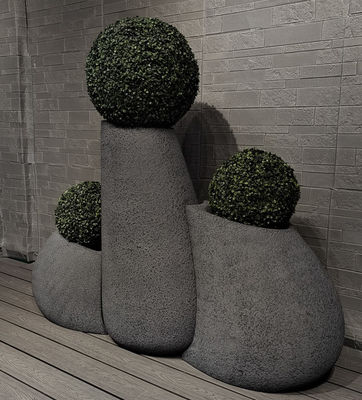 Combo Black Fiber Clay Flower Pot For Indoor Outdoor Planting And Decor