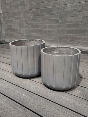 Exquisite Hand Carved Fiber Clay Planter with Drainage Holes