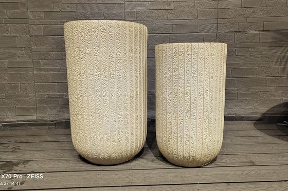 Fiber Clay Round Planter in Modern Fiber Cement Pot for Any Spac