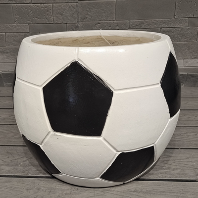 soccer ball design sporty fun - themed appearance tapered spherical fiber clay planter lightweight durable low-maintainence flower pot holiday Villa office decoration garden landscaping project