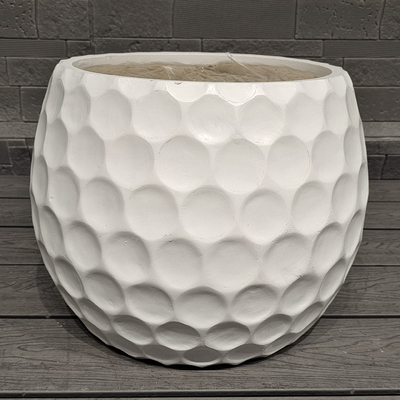 golf ball design sporty fun - themed appearance tapered spherical fiber clay planter lightweight durable low-maintainence flower pot holiday Villa office decoration garden landscaping project