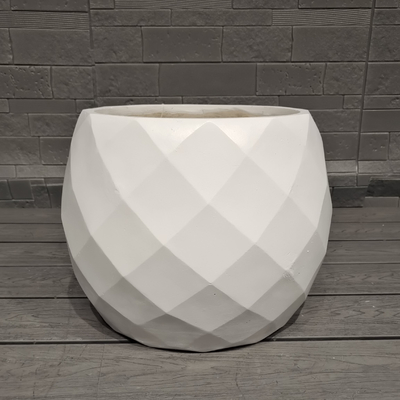 geometric diamond -shape design sporty fun -themed appearance spherical fiber clay planter lightweight durable low-maintainence flower pot holiday Villa office decoration garden landscaping project