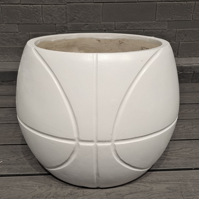 classic basketball design sporty fun -themed appearance spherical fiber clay planter lightweight durable low-maintainence flower pot holiday Villa office decoration garden gym landscaping project