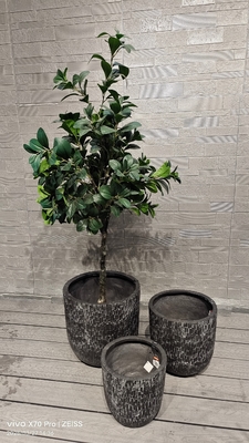 Black Mosaic - Like Brick Design Round Fiber Clay Planter Holiday Villa Office Decoration