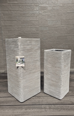 Modern Square Column Flower Box for Living Room Shopping Mall Floor Decor Finished Clay Cement Flower Pot Spray Paint Design
